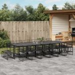 Set mobilier de grădină, 17 piese, negru, poliratan GartenMobel Dekor