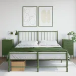 Noptiere 2 buc. verde măslină 36x39x68cm oțel laminat la rece GartenMobel Dekor