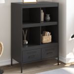 Dulap înalt, negru, 68x39x101,5 cm, oțel laminat la rece GartenMobel Dekor