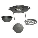 Disc pentru gratar, fonta, tip grill, cu picioare, set 4 piese, 49.5 cm GartenVIP DiyLine