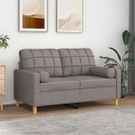 Canapea cu 2 locuri cu pernuțe, gri taupe, 120 cm, textil GartenMobel Dekor