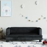 Canapea pentru copii, negru, 80x45x30 cm, catifea GartenMobel Dekor