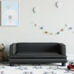 Canapea pentru copii, negru, 80x45x30 cm, piele ecologică GartenMobel Dekor