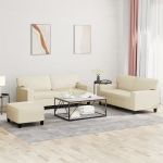 Set de canapele, 3 piese, crem, piele ecologică GartenMobel Dekor