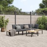 Set mobilier de grădină cu perne, 4 piese, negru, aluminiu GartenMobel Dekor
