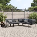 Set mobilier de grădină cu perne, 4 piese, negru, aluminiu GartenMobel Dekor