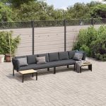 Set mobilier de grădină cu perne, 4 piese, negru, aluminiu GartenMobel Dekor