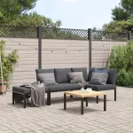 Set mobilier de grădină cu perne, 4 piese, negru, aluminiu GartenMobel Dekor
