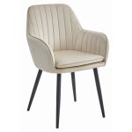 Scaun stil fotoliu bucatarie/living, Artool, Lugo, catifea, metal, bej si negru, 57.5x56.5x86.5 cm GartenVIP DiyLine