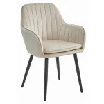 Scaun stil fotoliu bucatarie/living, Artool, Lugo, catifea, metal, bej si negru, 57.5x56.5x86.5 cm GartenVIP DiyLine