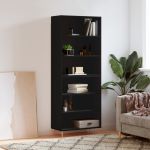Dulap înalt, negru, 69,5x32,5x180 cm, lemn prelucrat GartenMobel Dekor