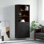 Dulap înalt, negru, 69,5x34x180 cm, lemn compozit GartenMobel Dekor
