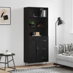 Dulap înalt, negru, 69,5x34x180 cm, lemn compozit GartenMobel Dekor
