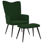 Scaun de relaxare cu taburet, verde închis, catifea GartenMobel Dekor