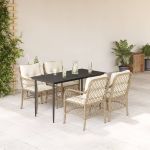 Set mobilier de grădină cu perne, 5 piese, bej, poliratan GartenMobel Dekor