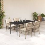 Set mobilier de grădină cu perne, 5 piese, bej, poliratan GartenMobel Dekor