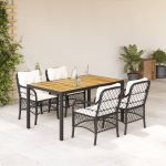 Set mobilier de grădină cu perne, 5 piese, negru, poliratan GartenMobel Dekor
