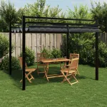 Foișor de grădină acoperiș retractabil antracit 3x3 m aluminiu GartenMobel Dekor