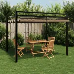 Foișor de grădină acoperiș retractabil gri taupe 3x3 m aluminiu GartenMobel Dekor