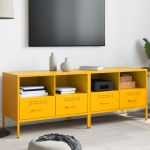 Dulap TV, 2 buc., galben muștar 68x39x50,5 cm oțel laminat rece GartenMobel Dekor