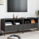 Dulap TV, 2 buc., negru, 68x39x50,5 cm, oțel laminat la rece GartenMobel Dekor