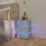 Dulap noptieră, cu LED, gri beton, 45x35x67 cm, lemn prelucrat GartenMobel Dekor