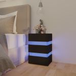 Dulap noptieră, cu LED, negru, 45x35x67 cm, lemn prelucrat GartenMobel Dekor