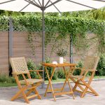 Set mobilier bistro, 3 piese, poliratan bej/lemn masiv GartenMobel Dekor