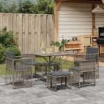 Set mobilier de grădină cu perne, 7 piese, gri, poliratan GartenMobel Dekor