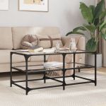 Măsuță de cafea cu blat sticlă transparentă 98,5x50x45 cm oțel GartenMobel Dekor