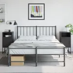 Noptiere, 2 buc., negru, 36x39x78 cm, oțel GartenMobel Dekor