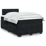 Pat box spring cu saltea, negru, 120x190 cm, catifea GartenMobel Dekor