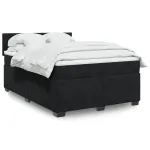 Pat box spring cu saltea, negru, 140x190 cm, catifea GartenMobel Dekor