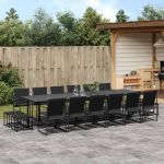 Set mobilier de grădină, 17 piese, negru, textilenă GartenMobel Dekor