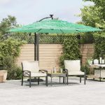 Umbrelă soare de grădină cu stâlp din oțel, verde 269x269x235cm GartenMobel Dekor