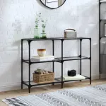 Măsuță de cafea blat din sticlă transparentă 118,5x30x81cm oțel GartenMobel Dekor