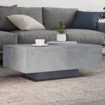 Măsuță de cafea cu lumini LED, gri beton, 85x55x31 cm GartenMobel Dekor