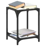 Mese cafea blat din sticlă transparentă 2 buc. 30x30x40 cm oțel GartenMobel Dekor