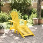Scaun Adirondack cu taburet, galben, lemn masiv de brad GartenMobel Dekor
