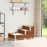 Strat înălțat cu 3 niveluri, maro, 120x80 cm, lemn masiv pin GartenMobel Dekor