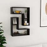 Rafturi de perete, 2 bucăți, negru, 50x15x50 cm, PAL GartenMobel Dekor