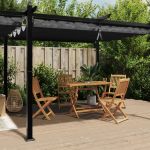 Foișor de grădină, acoperiș retractabil antracit 3x6 m aluminiu GartenMobel Dekor