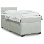 Pat continental cu saltea, gri deschis, 80x200 cm, catifea GartenMobel Dekor