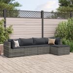 Set mobilier de grădină cu perne, 5 piese, gri, poliratan GartenMobel Dekor