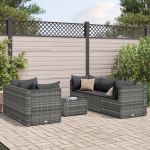 Set mobilier de grădină cu perne, 6 piese, gri, poliratan GartenMobel Dekor