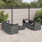 Set mobilier de grădină cu perne, 7 piese, gri, poliratan GartenMobel Dekor