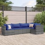 Set mobilier de grădină cu perne, 5 piese, gri, poliratan GartenMobel Dekor