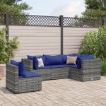 Set mobilier de grădină cu perne, 5 piese, gri, poliratan GartenMobel Dekor