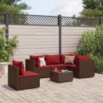 Set mobilier de grădină cu perne, 6 piese, maro, poliratan GartenMobel Dekor