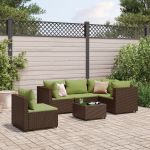 Set mobilier de grădină cu perne, 6 piese, maro, poliratan GartenMobel Dekor